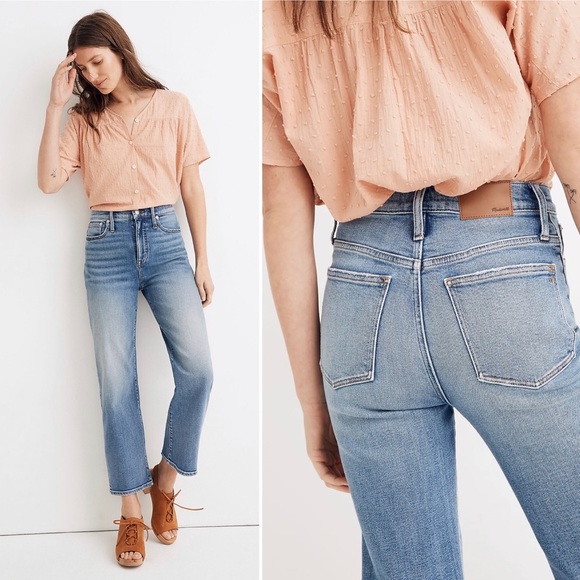 Madewell Denim - Madewell Slim Wide Leg Crop Jeans Pant High Rise Reggie Denim Blue Casual 27